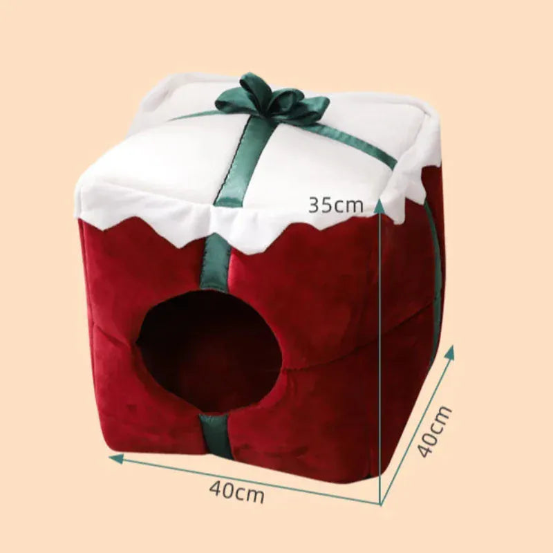 TechnuPet Cat Houses Red / 40cm Christmas Cat House Winter Warm Sleeping Bed