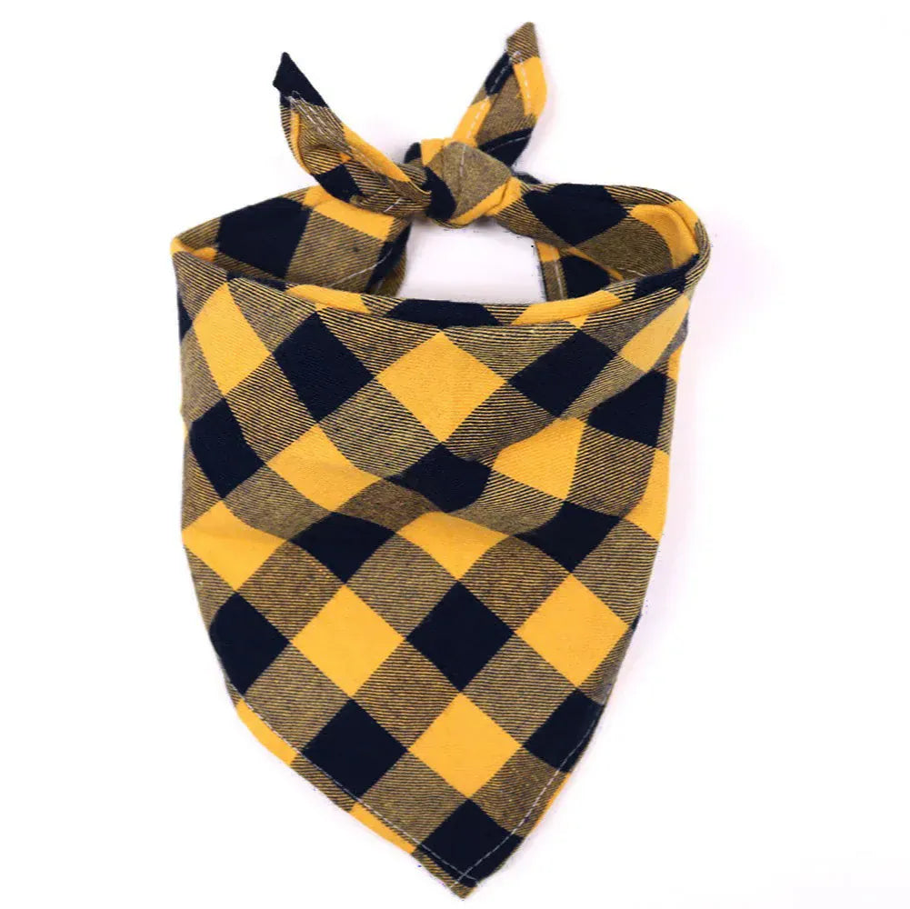 TechnuPet Pet Bandanas Yellow / S Cotton Plaid Dog Bandana