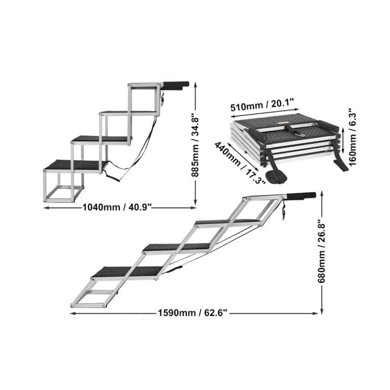 TechnuPet Car Accessories for Dogs Dog Car Steps