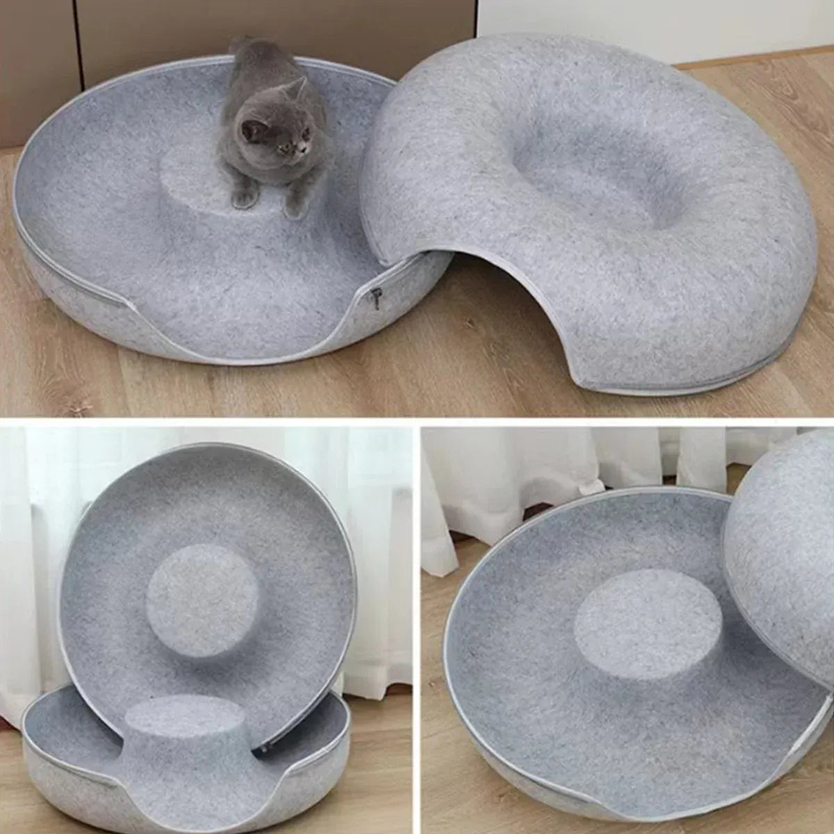 TechnuPet Cat Bed Felt Donut Cat Bed & Tunnel