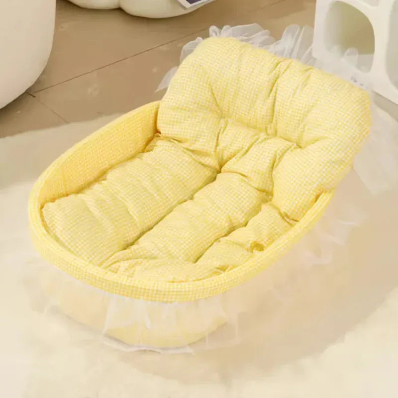 TechnuPet Cat Bed Yellow Princess Cat Sofa Bed