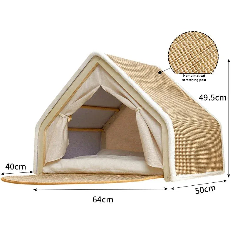 TechnuPet Cat Houses 64x50x49cm / China Semi-Enclosed Cat House with Scratcher