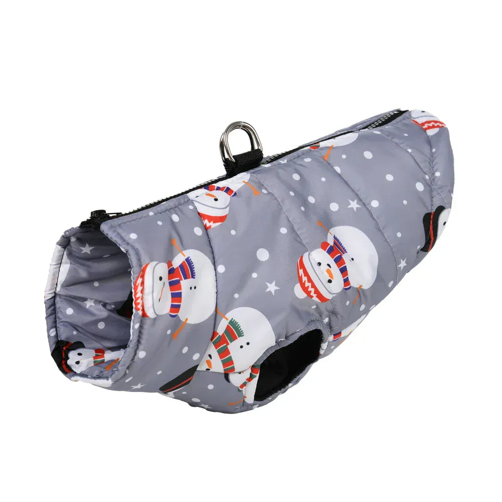 TechnuPet Dog Christmas Outfit Waterproof Christmas Print Dog Jacket Coat