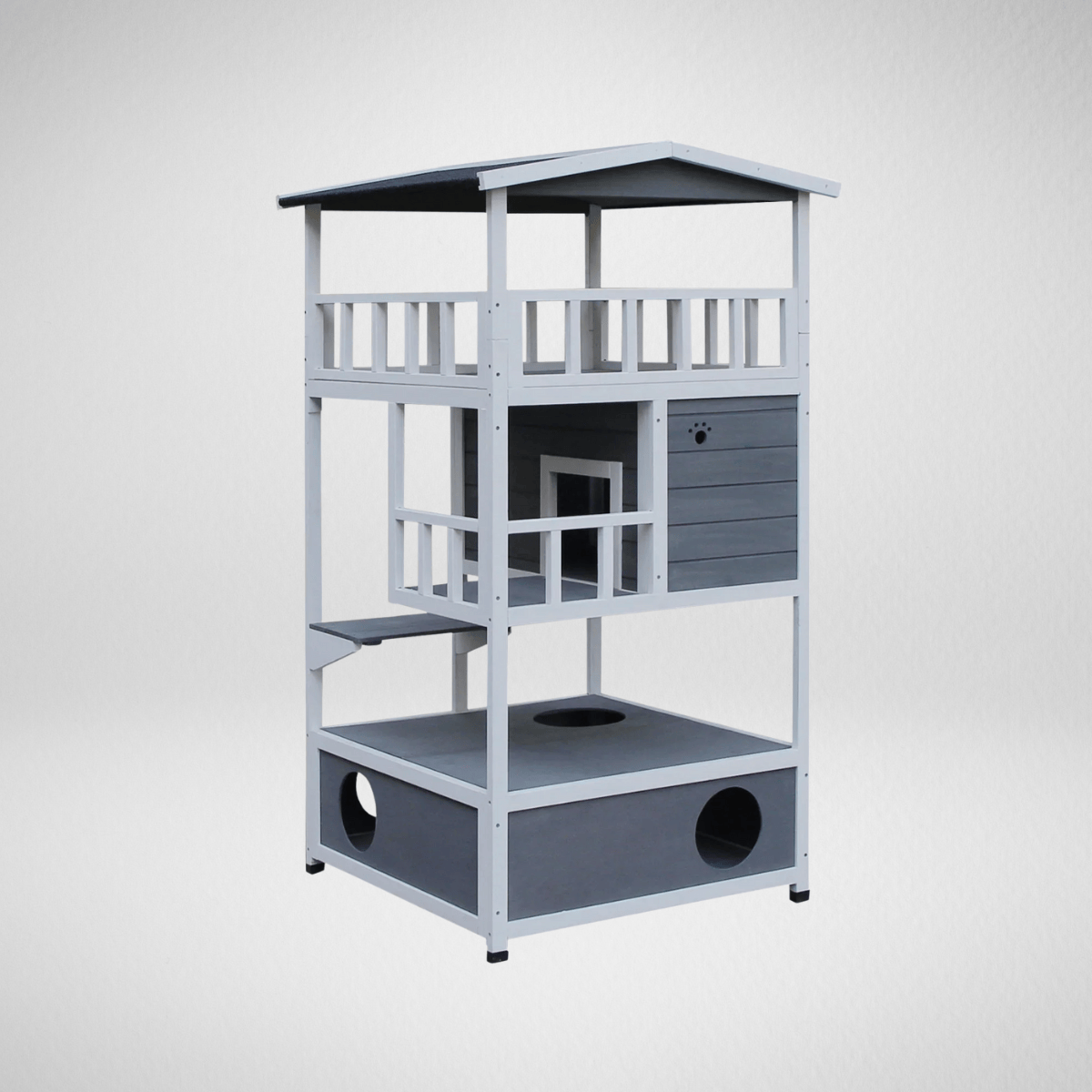 TechnuPet Cat Houses Gray / Spain Wooden Exterior Cat House