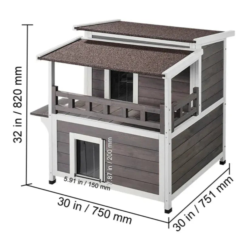 TechnuPet Cat Houses 2-Story Outdoor Wooden Cat House