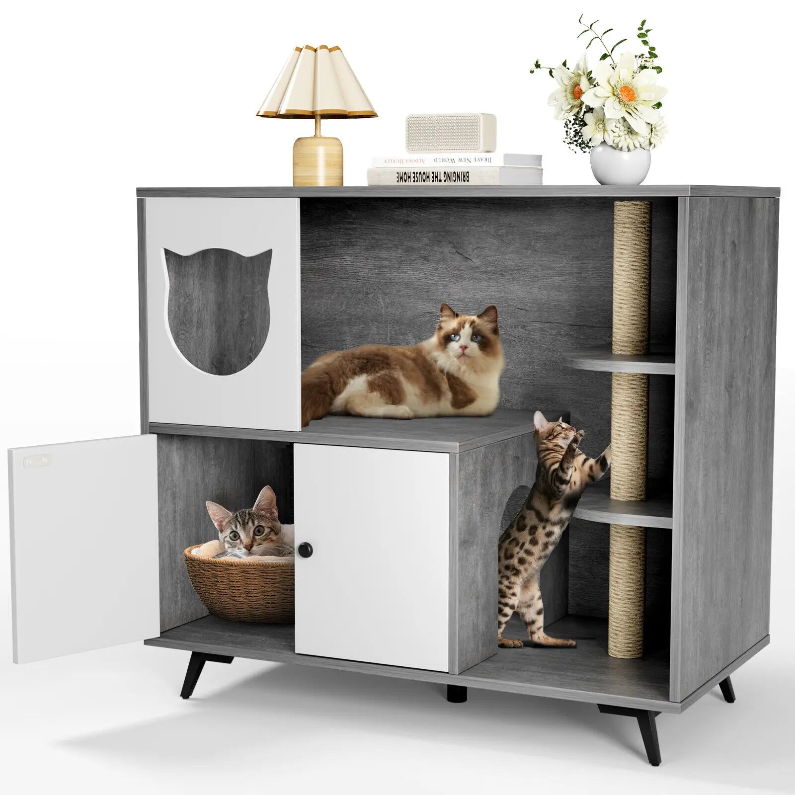 TechnuPet Cat Litters Cat Litter Box Cabinet