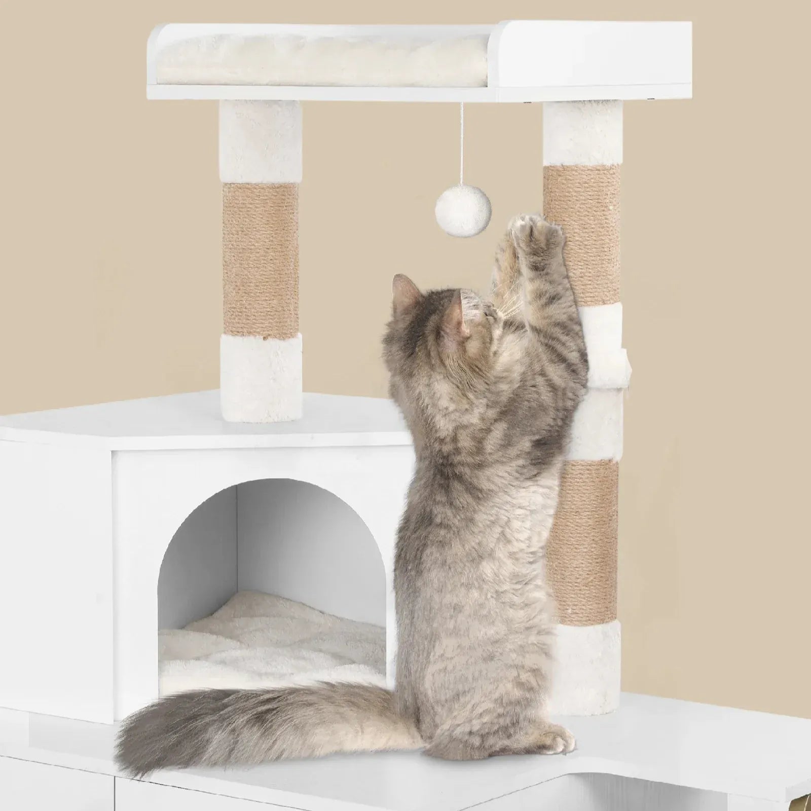 TechnuPet Cat Tree Cat Tree with Litter Box Cabinet