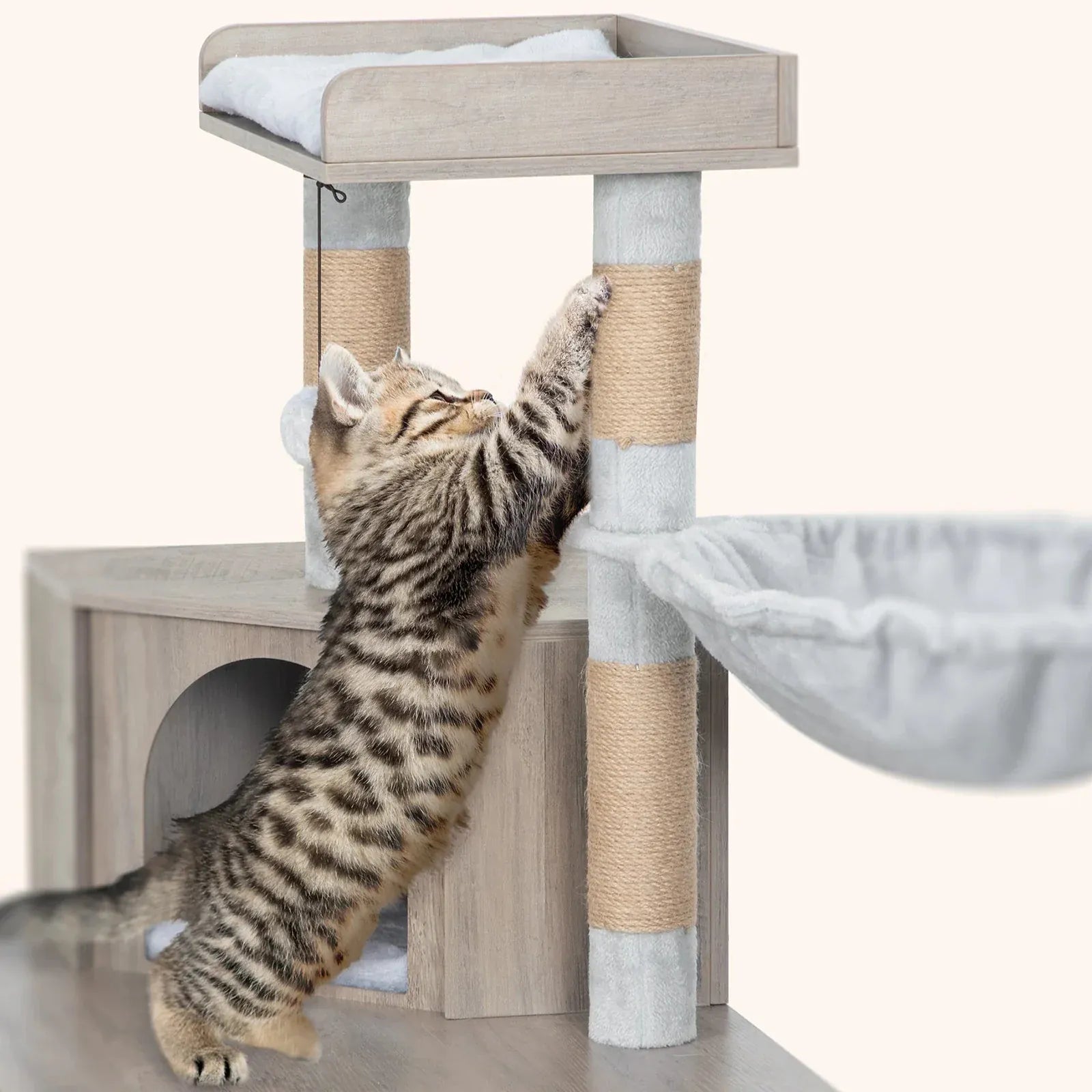 TechnuPet Cat Tree Cat Tree with Litter Box Cabinet