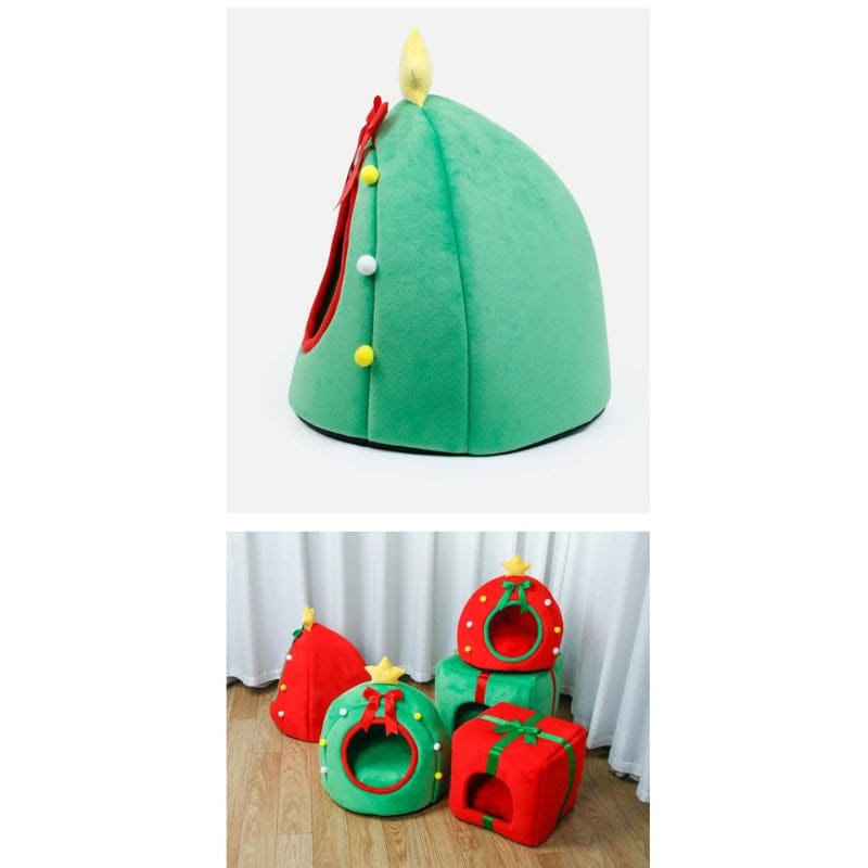 TechnuPet Cat Bed Christmas Tree Cat Bed with Gift Box Design