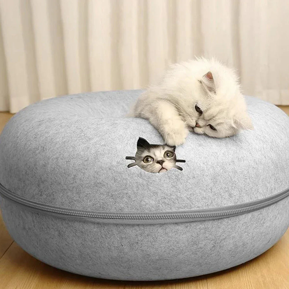 TechnuPet Cat Bed Felt Donut Cat Bed & Tunnel
