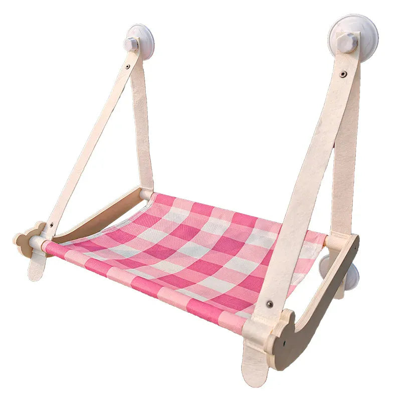 TechnuPet Cat Hammock Pink / 56x37x53cm Wooden Window Cat Hammock Mat
